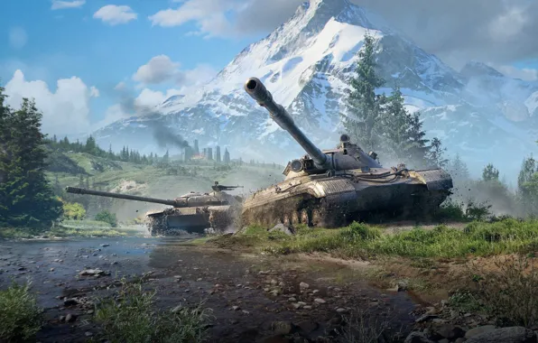 Wallpaper mountain, glacier, tank, Game, World of tanks, World of Tanks,  Wargaming.net, The object 277 for mobile and desktop, section игры,  resolution 2560x1440 - download