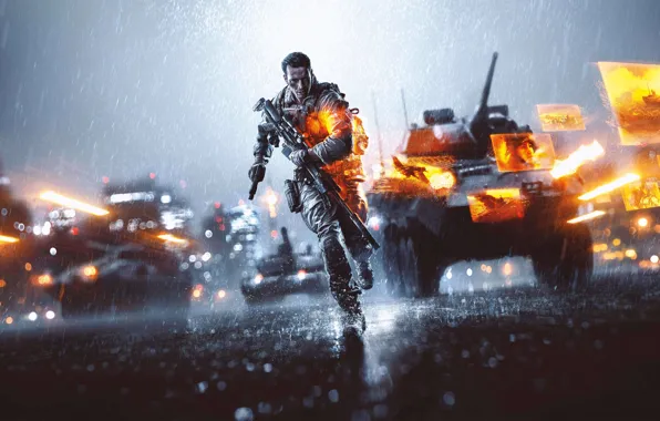 The city, Soldiers, Weapons, Tank, Helicopter, BTR, Electronic Arts, DICE