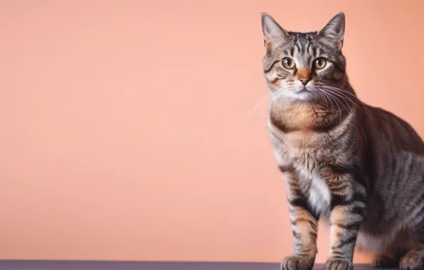 Cat, cat, look, pose, grey, face, sitting, striped