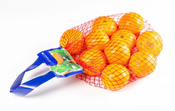 Mesh, white background, tangerines