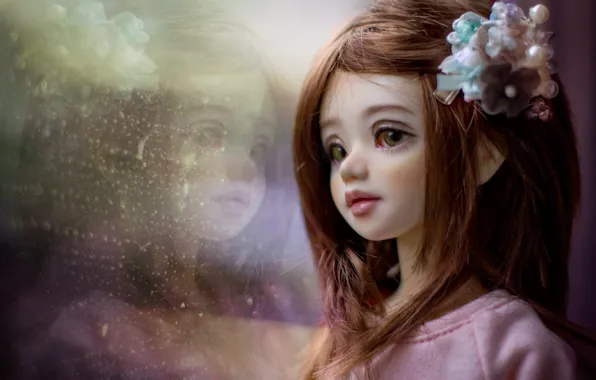 Face, doll, window