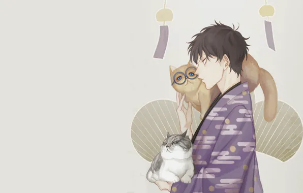 Cats, anime, art, guy, Osomatsu-san