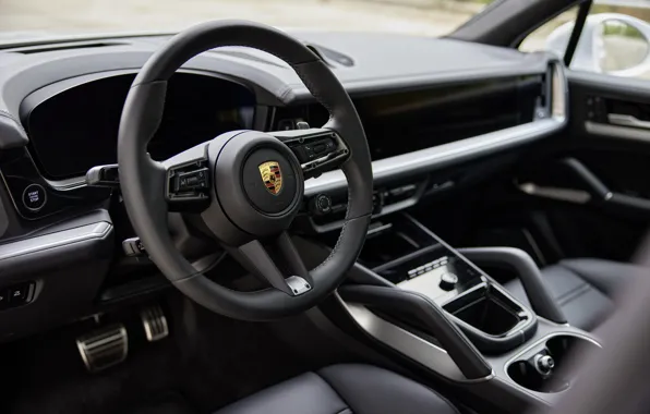 Picture Porsche, Cayenne, steering wheel, dashboard, torpedo, Porsche Cayenne Turbo E-Hybrid