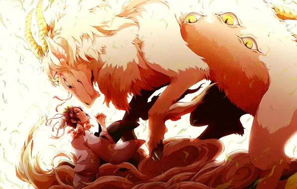 Eyes, anime, art, horns, guy, monster, Hoozuki no Reitetsu, Hoozuki