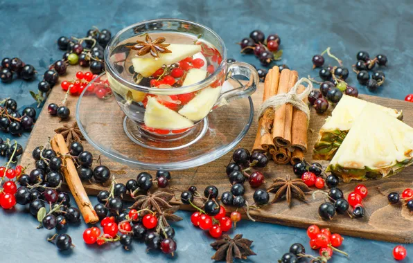 Tea, Cup, drink, currants