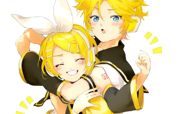 Boy, girl, Kagamine Rin, Kagamine Len, Vocaloids