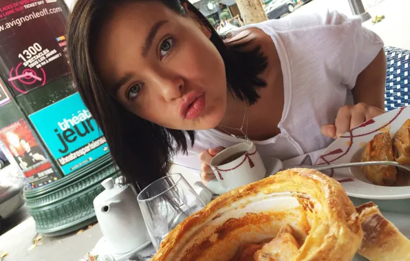 Girl, Kiss, Look, Lips, Face, Girl, Eyes, Machine