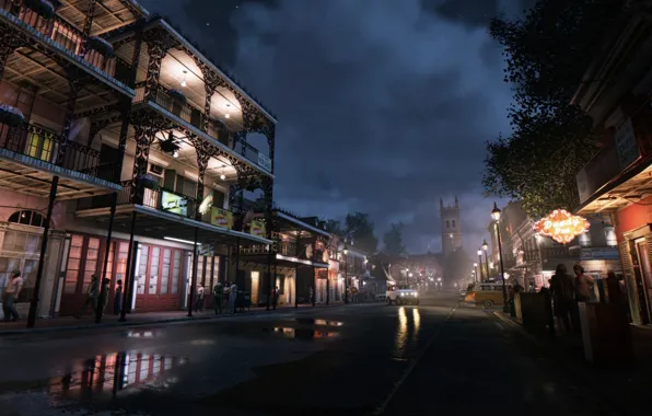 The city, street, Church, 2K Games, Mafia 3, Hangar 13 Games