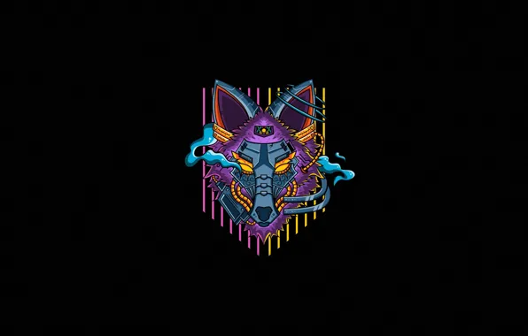 Minimalism, Style, Head, Background, Mechanics, Wolf, Face, Fantasy