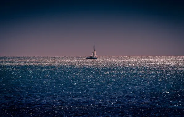 Sea, night, boat