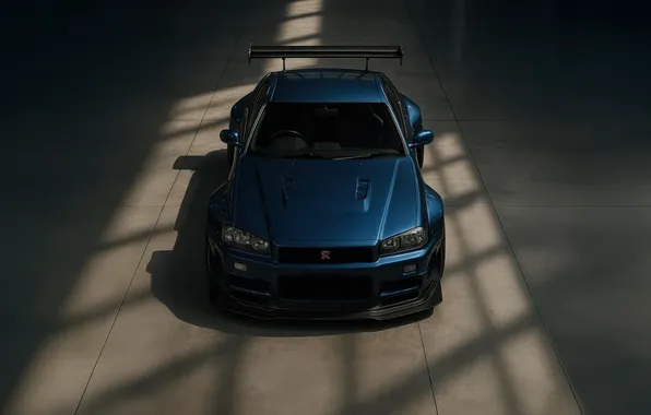 Blue, Nissan Skyline, Nissan Skyline GTR-r34