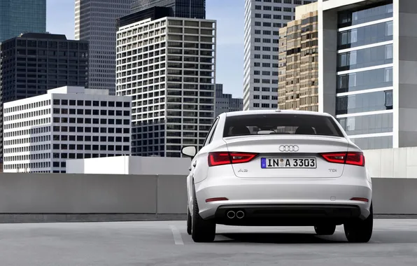 Audi, Audi, The city, White, Machine, Day, Building, Sedan