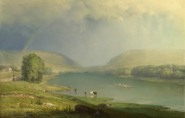 Picture landscape, mountains, river, rainbow, picture, George Inness, The Delaware Water Gap, George Inness