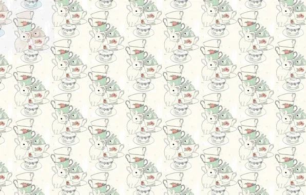 Picture background, texture, art, the tea party, mug, Bunny