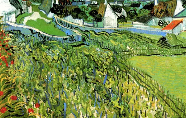 Vincent van Gogh, a View of Auvers, Vineyards with