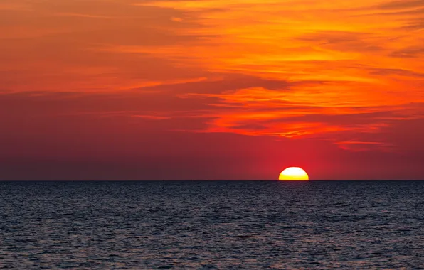 Wallpaper sea, the sun, horizon, sunset