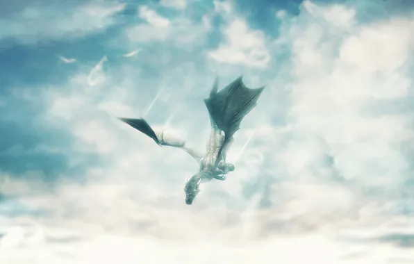 The sky, clouds, flight, dragon