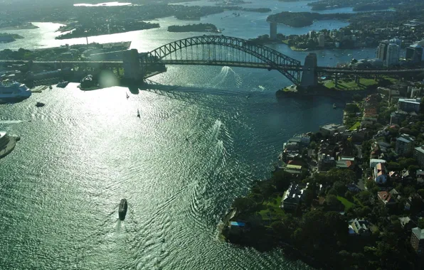 Picture bridge, the city, Australia, Sydney, Australia, Sydney, Sydney Harbour Bridge, akvatoriya.