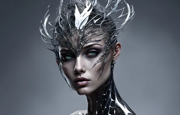 Look, decoration, metal, portrait, fantasy, neck, AI art, neural network