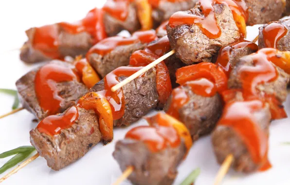 Meat, sauce, kebab, Meat