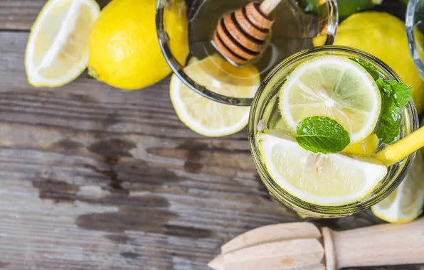 Lemon, tube, mint, lemonade