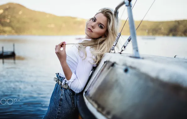 Picture girl, landscape, nature, photo, photographer, water, lake, model, bokeh, face, blonde, shirt, portrait, wavy hair, …