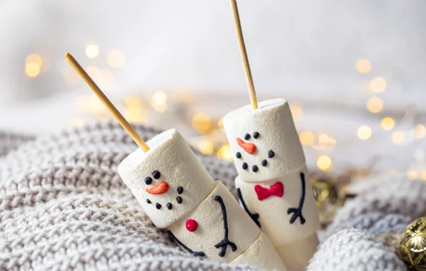 Christmas, candy, New year, snowmen, snowman, a couple, Duo, faces