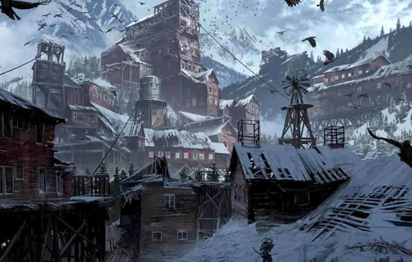 Picture Girl, Mountains, Snow, Art, Tomb raider, Lara croft, Siberia, Rise of the Tomb Raider