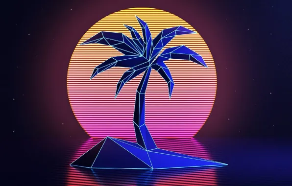 The sun, Music, Stars, Palma, Neon, Space, Background, Synthpop