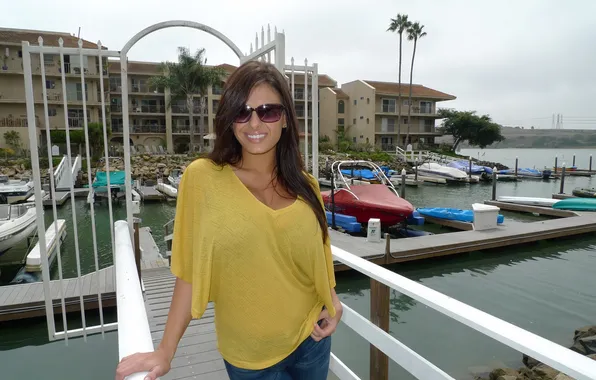 Picture girl, model, boat, pier, glasses, wendy fiore