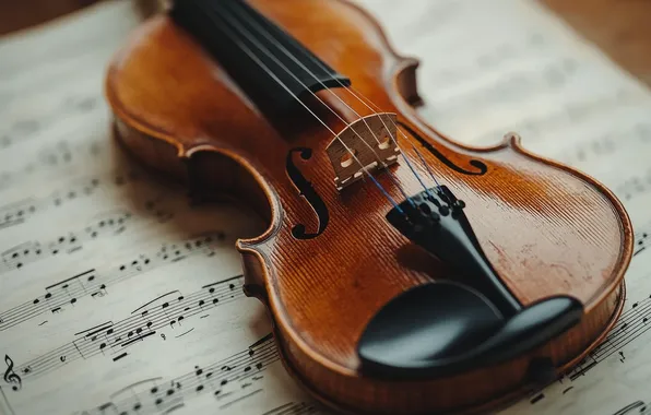 Notes, music, violin, musical instrument, AI art, neural network