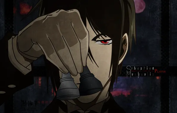 Night, chess, red eyes, art, Kuroshitsuji, Sebastian Michaelis, the devil's Butler, Since Toboso