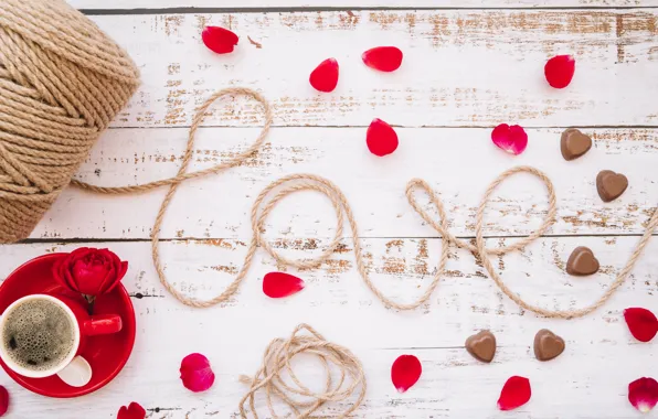Rose, Love, coffee, Wood, cup, Coffee, chocolate, decor