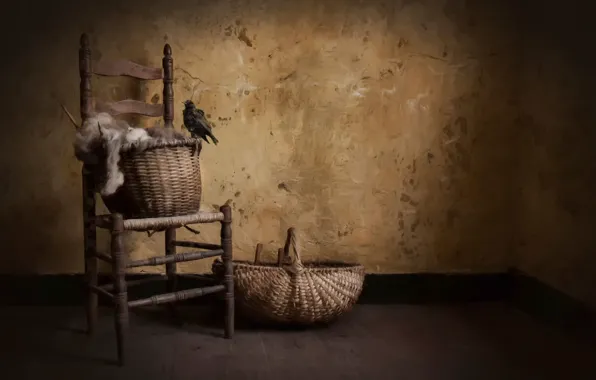 Bird, art, basket, rural style