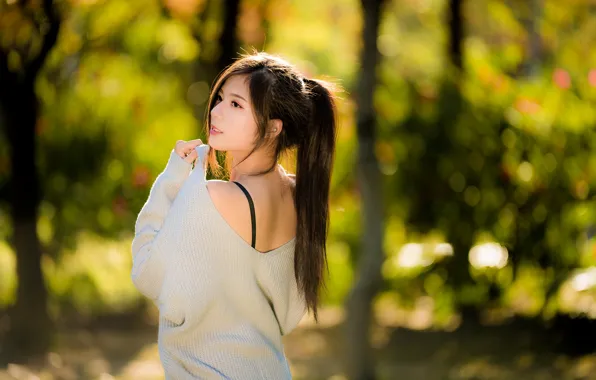 Picture girl, Asian, cutie, bokeh