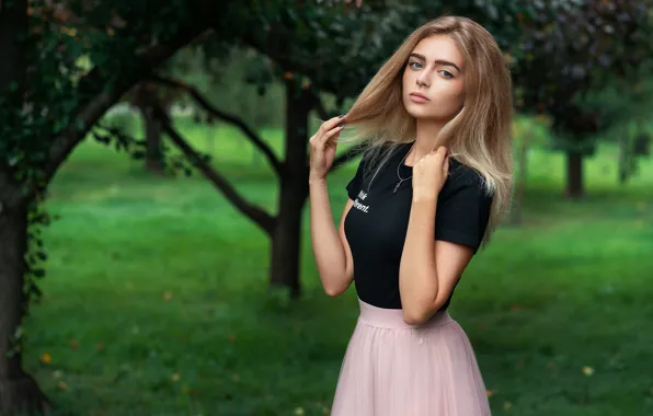 Picture summer, look, girl, pose, photo, hair, portrait, garden