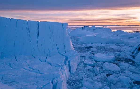 Ice, winter, the sky, clouds, snow, landscape, nature, blue
