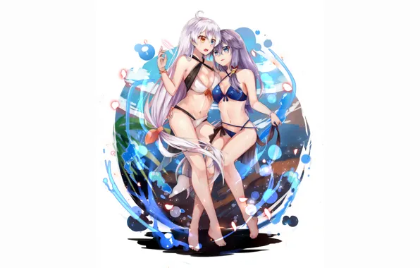 Girl, sexy, cleavage, long hair, boobs, anime, blue eyes, beautiful