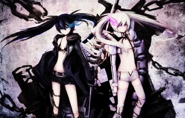 Picture girl, weapons, black rock shooter, scar, art, insane black rock shooter, white rock shooter, magicxiang