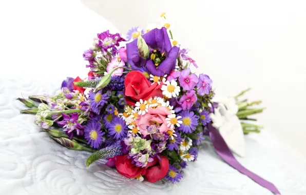 Roses, bouquet, chrysanthemum, Roses, eustoma, Bouquets, Eustoma
