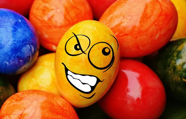 Colorful, smile, Easter, rainbow, Easter, eggs, funny, decoration
