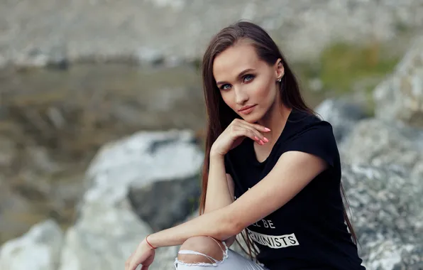 Look, girl, photo, model, brunette, beautiful, bokeh, Nastya