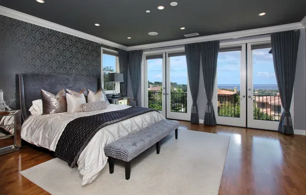 Design, photo, interior, pillow, window, curtains, bedroom