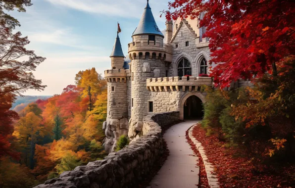 Picture autumn, landscape, castle, landscape, beautiful, autumn, castle, ancient