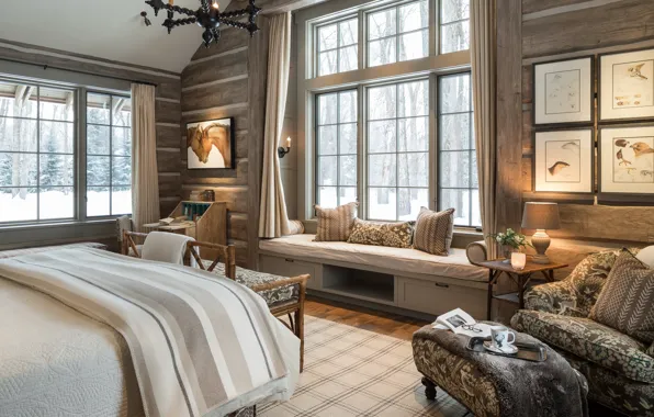 Wallpaper winter, comfort, interior, bedroom, hugge for mobile and ...