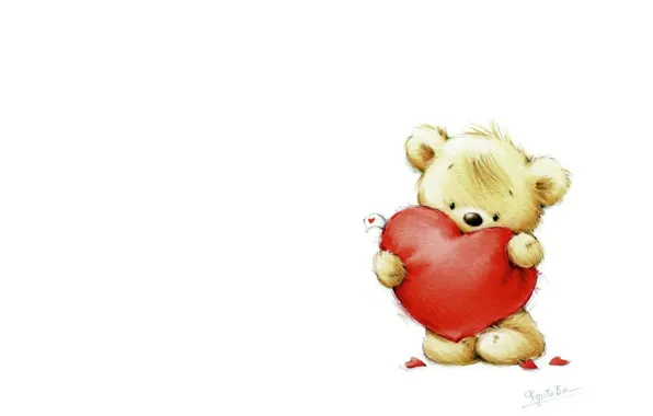 Picture gift, heart, art, bear, children's, Marina Fedotova