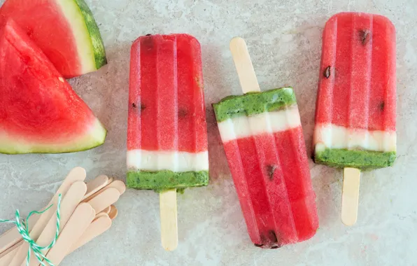 Picture watermelon, kiwi, ice cream