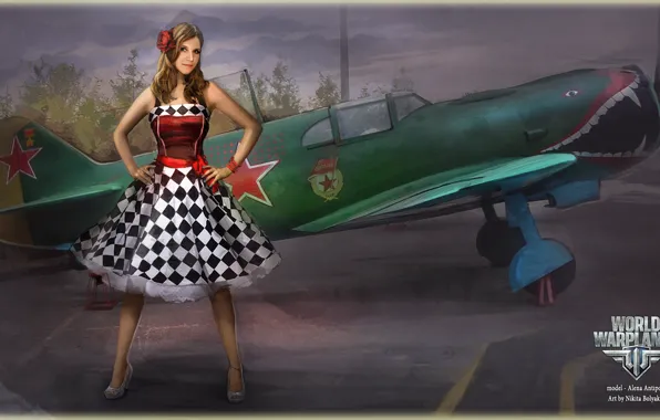 Picture girl, the plane, star, girl, aviation, air, MMO, Wargaming.net