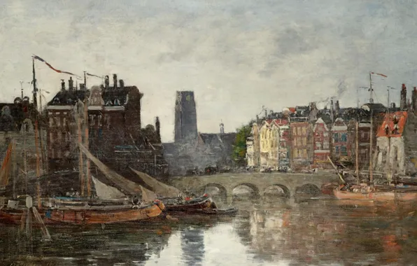 Home, picture, the urban landscape, Eugene Boudin, Eugene Boudin, Rotterdam. Bridge Exchange
