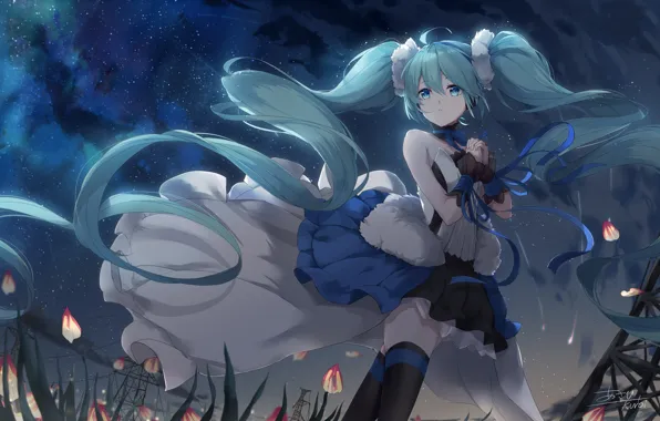 The wind, girl, Hatsune Miku, Vocaloid, Vocaloid, Hatsune Miku